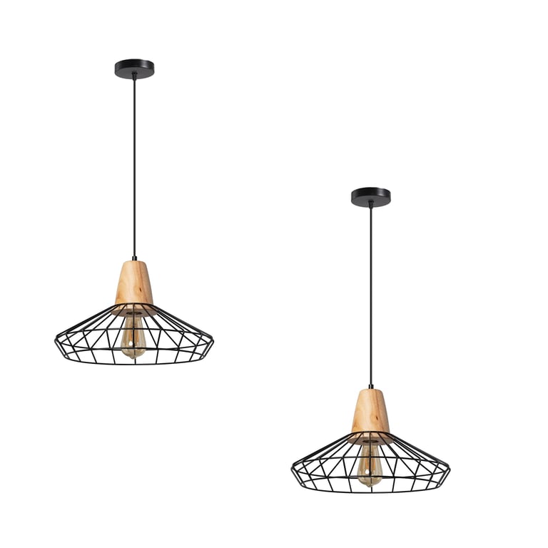 Vintage Black Wire Cage Pendant Light E27 Bulb Compatible Modern Home Lighting