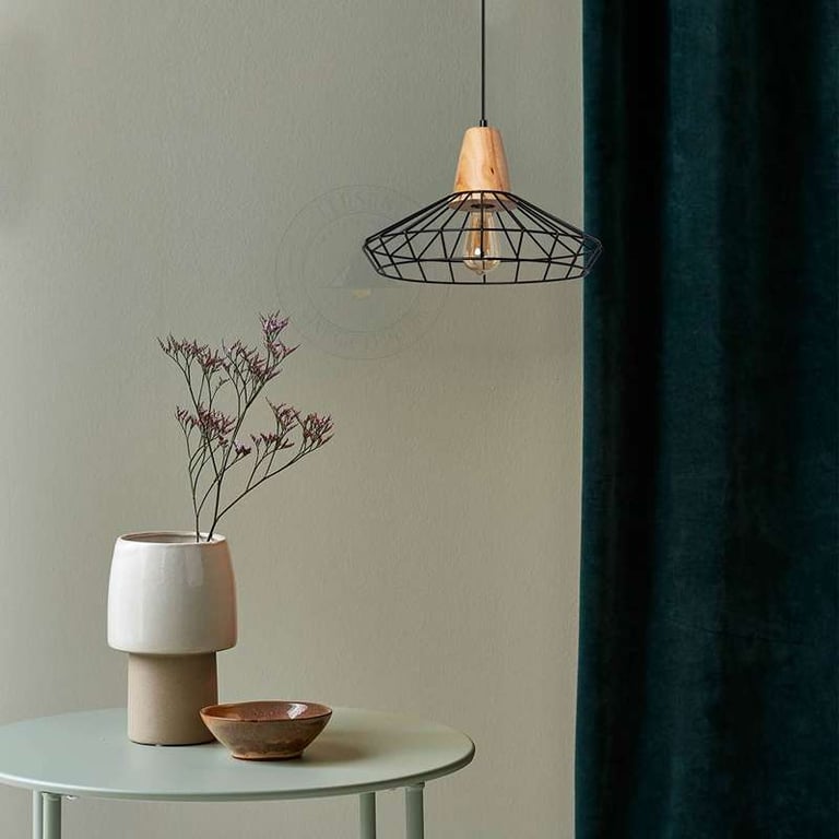 Vintage Black Wire Cage Pendant Light E27 Bulb Compatible Modern Home Lighting