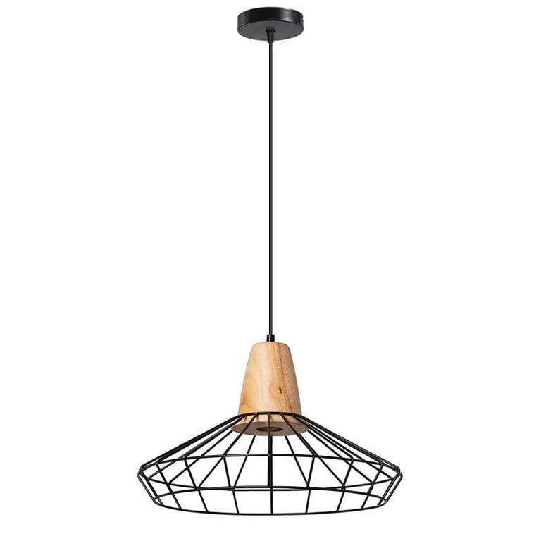 Vintage Black Wire Cage Pendant Light E27 Bulb Compatible Modern Home Lighting