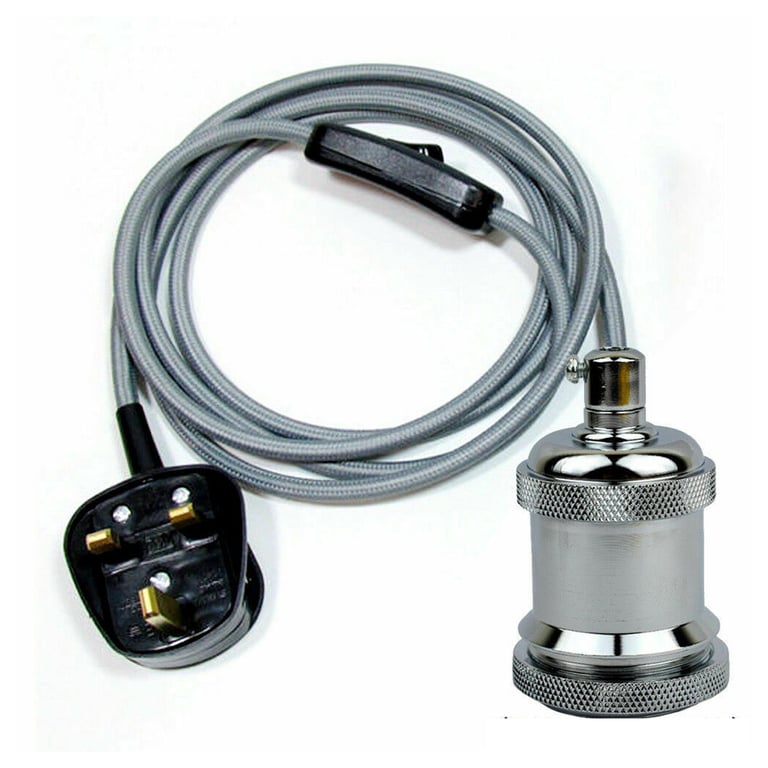 Burgundy 2m Fabric Flex Cable Plug-In Pendant Light Set with E27 Holder
