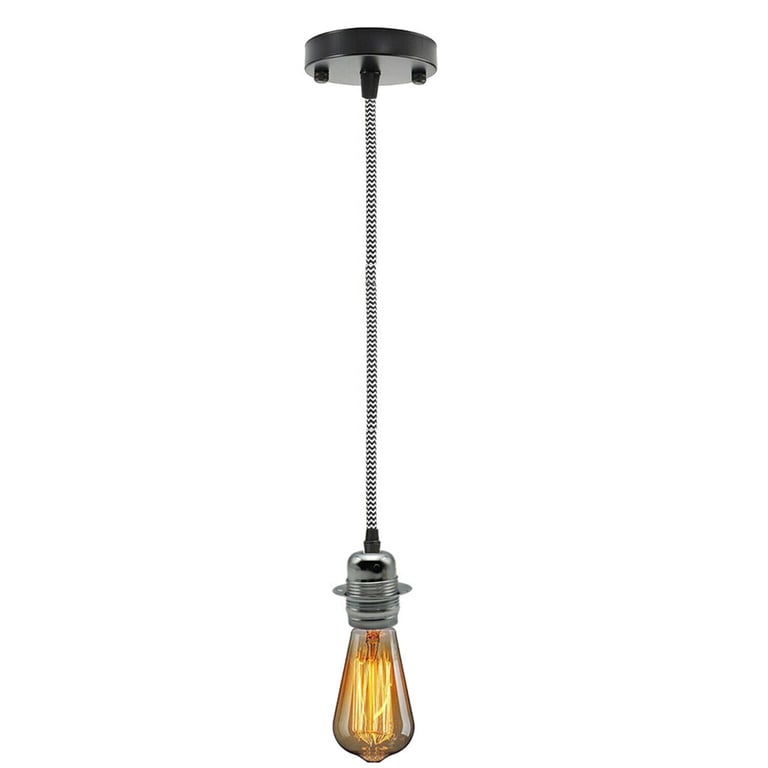 Ceiling Rose Fabric Flex Pendant Light Holder with Modern Design and E27 ES Lamp Holder