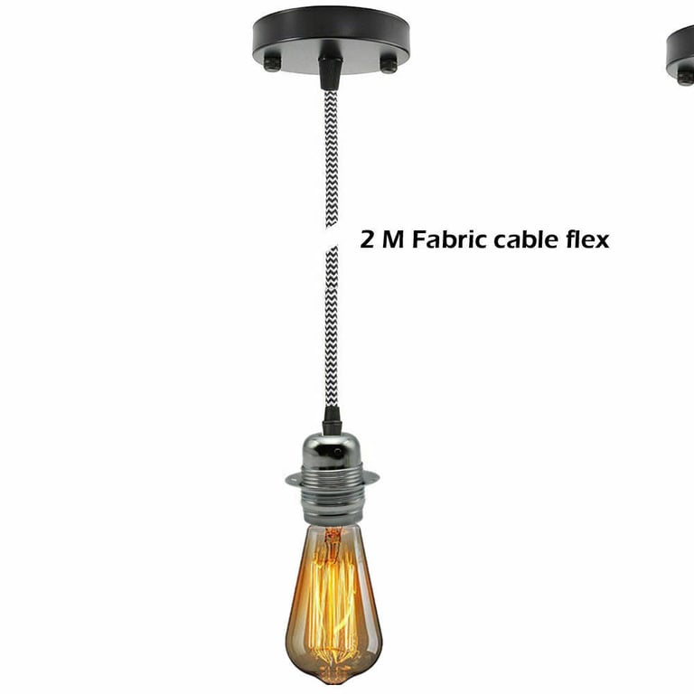 Ceiling Rose Fabric Flex Pendant Light Holder - Modern Suspension Set with E27 Lamp Holder
