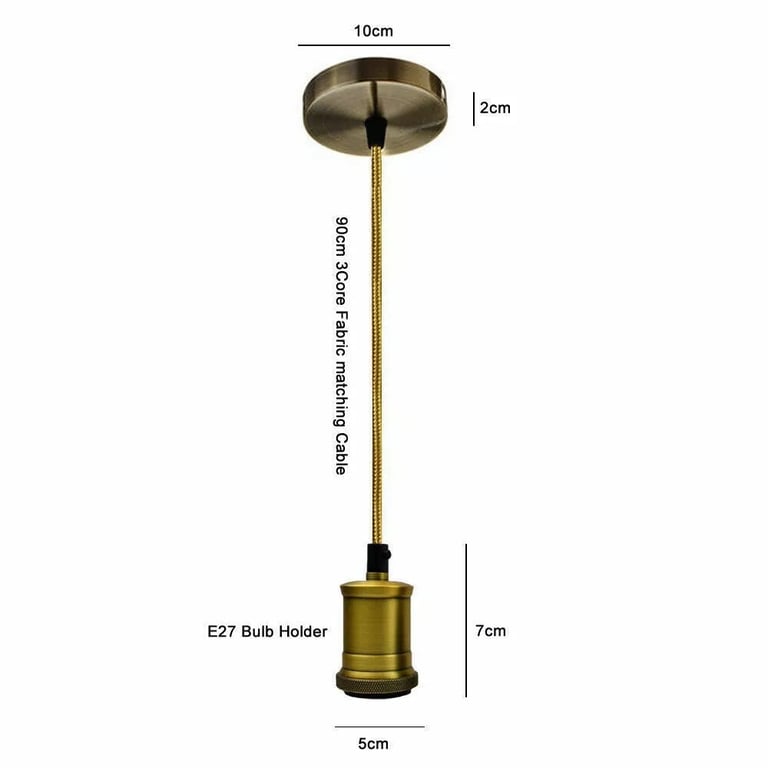 Copper E27 Round Ceiling Pendant Light 1m Cable Hardwire