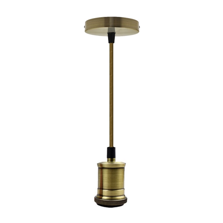E27 Ceiling Pendant Light - 3 Core Round Cable, Copper Finish, Iron Construction, 220V Hardwire, Max 60W Bulb