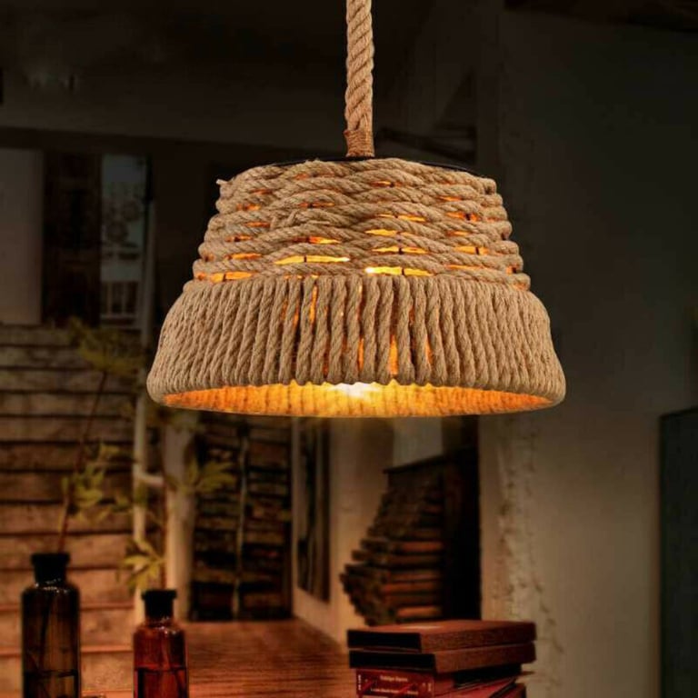 Hemp Rope Industrial Chandelier Pendant Light Modern Loft Lighting