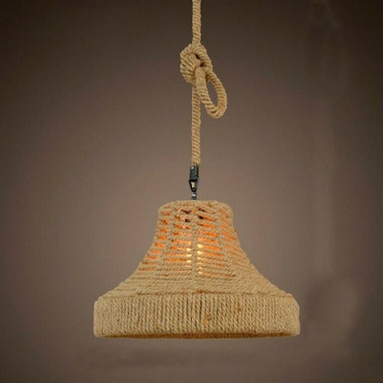 Industrial Hemp Metal Ceiling Lamp - Modern Loft Style Pendant Light with Natural Ambiance