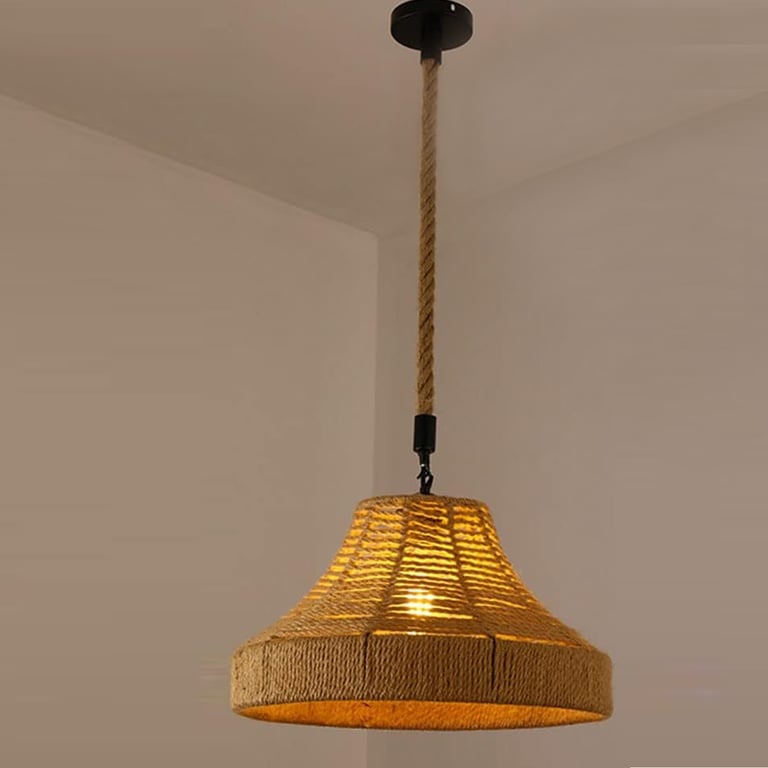 Industrial Hemp Metal Ceiling Lamp - Modern Loft Style Pendant Light with Natural Ambiance