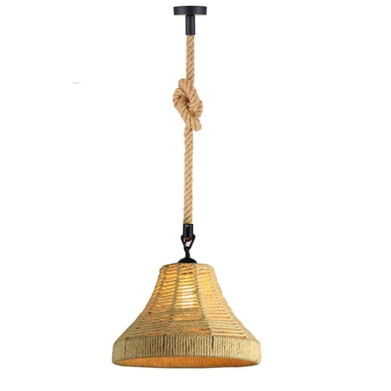 Industrial Hemp Metal Ceiling Lamp - Modern Loft Style Pendant Light with Natural Ambiance