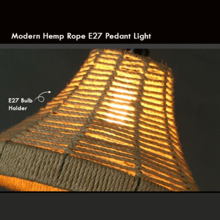 Industrial Hemp Metal Ceiling Lamp - Modern Loft Style Pendant Light with Natural Ambiance