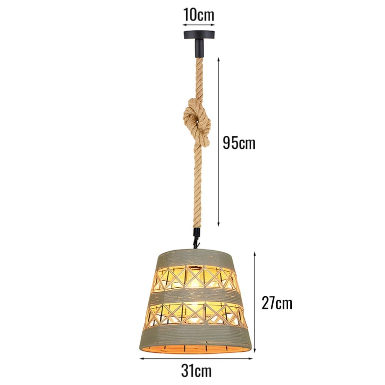 Vintage Industrial Loft Hemp Rope Iron Pendant Ceiling Light