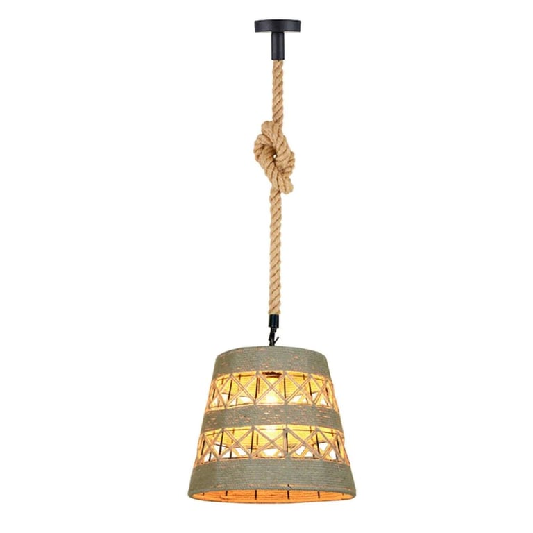 Vintage Industrial Loft Hemp Rope Iron Pendant Ceiling Light