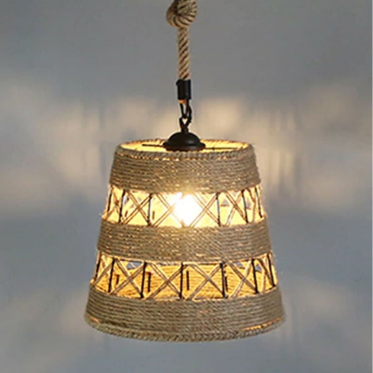 Vintage Industrial Loft Hemp Rope Iron Pendant Ceiling Light