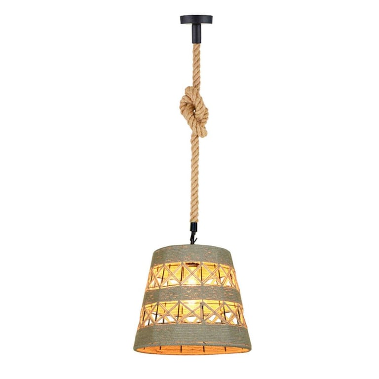 Vintage Industrial Loft Hemp Rope Iron Pendant Ceiling Light