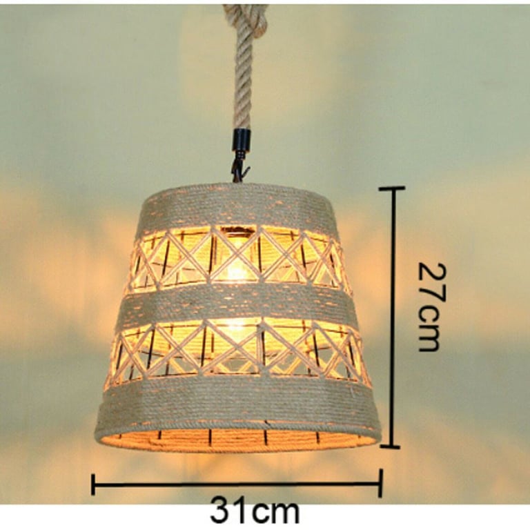 Vintage Industrial Loft Hemp Rope Iron Pendant Ceiling Light