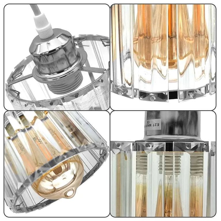 Modern 3-Light Crystal Pendant Light - High-End Dimmable Chandelier with K9 Crystal Lamp Shades for Dining Room and Living Areas