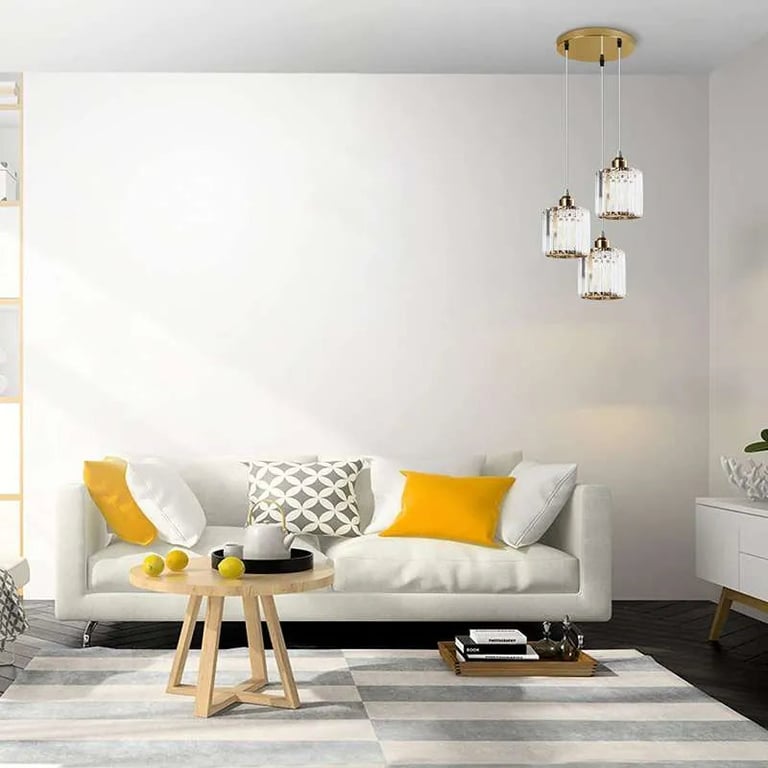 Modern 3-Light Crystal Pendant Light - High-End Dimmable Chandelier with K9 Crystal Lamp Shades for Dining Room and Living Areas