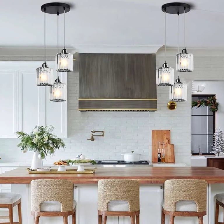 Modern 3-Light Crystal Pendant Light - High-End Dimmable Chandelier with K9 Crystal Lamp Shades for Dining Room and Living Areas