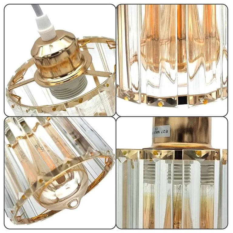 Modern 3-Light Crystal Pendant Light - High-End Dimmable Chandelier with K9 Crystal Lamp Shades for Dining Room and Living Areas