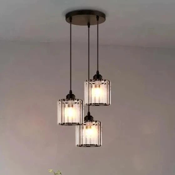 Modern 3-Light Crystal Pendant Light - High-End Dimmable Chandelier with K9 Crystal Lamp Shades for Dining Room and Living Areas