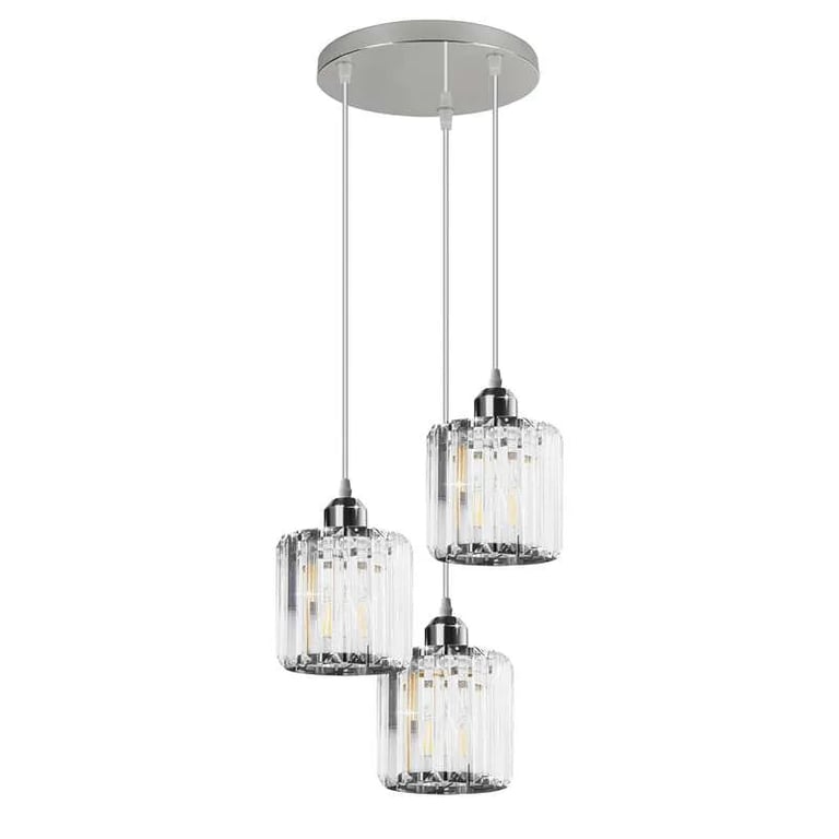 Modern 3-Light Crystal Pendant Light - High-End Chandelier with Adjustable Metal Rose and K9 Crystal Lampshade