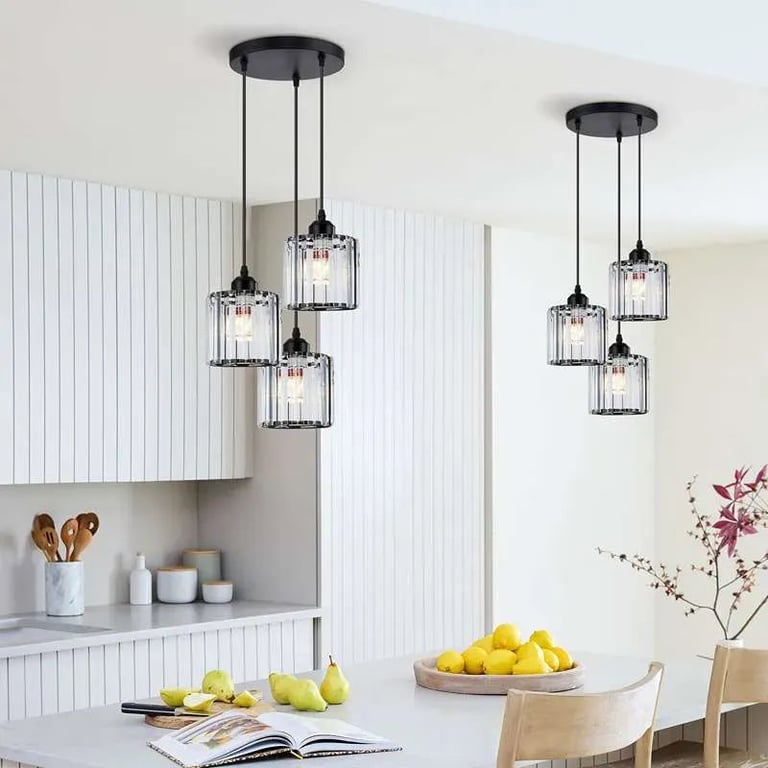 Modern 3-Light Crystal Pendant Light - High-End Chandelier with K9 Crystal Lampshade and Dimmable LED Option