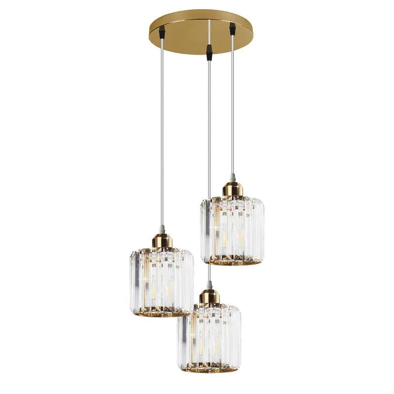 Modern Crystal 3-Light Pendant Light - High-End Ceiling Fixture with Adjustable Cable and LED Compatibility