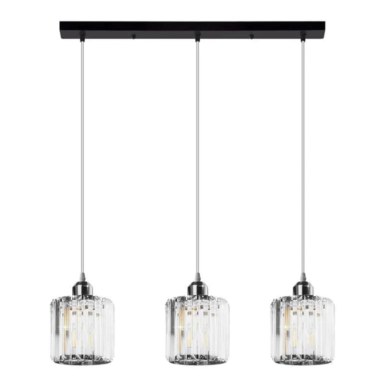 Modern Linear Pendant Lighting with Rectangle Clear Crystal Shade - High-End Dining Room Chandelier