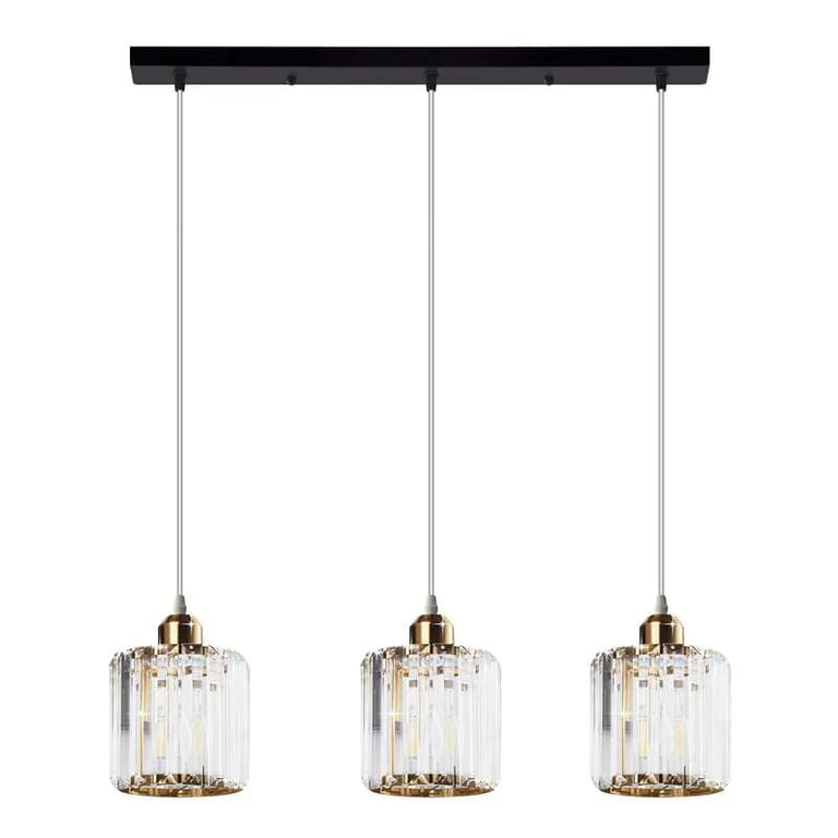 Modern Linear Pendant Lighting with Crystal Clear Shade - High-End Ceiling Mount Chandelier