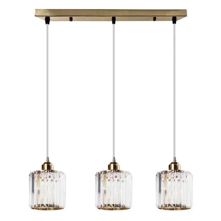 Modern Linear Crystal Pendant Light - Adjustable LED Compatible Chandelier for High-End Dining Rooms