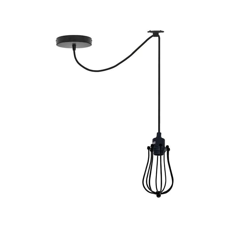 Industrial 6-Head Cage Pendant Light with Adjustable Cable and Dimmable Functionality