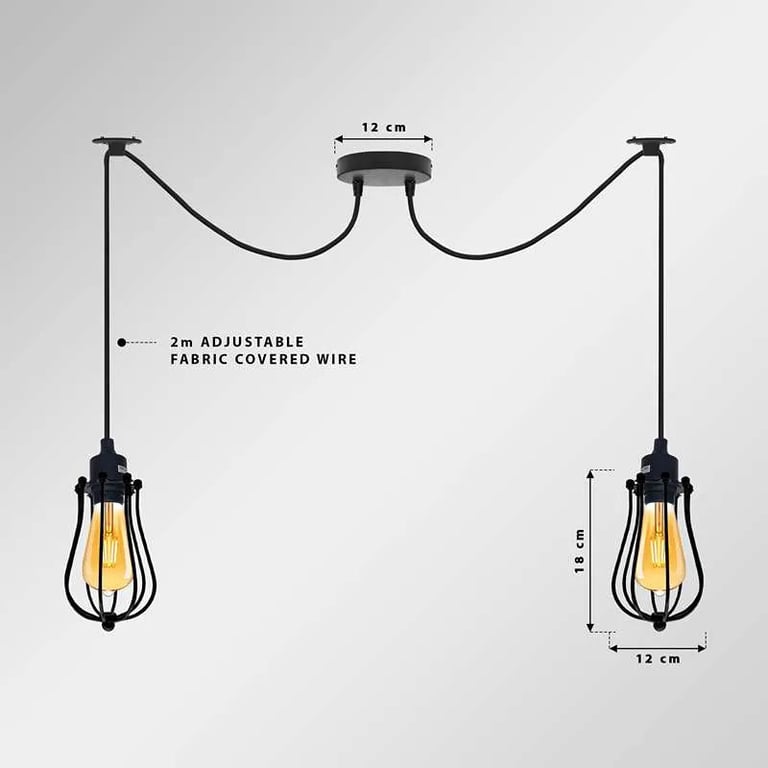 Industrial 126 Head Cage Pendant Light - Dimmable Ceiling Lamp with Adjustable Cable