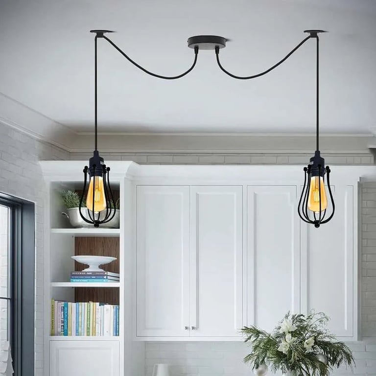 Industrial 126 Head Cage Pendant Light - Dimmable Ceiling Lamp with Adjustable Cable