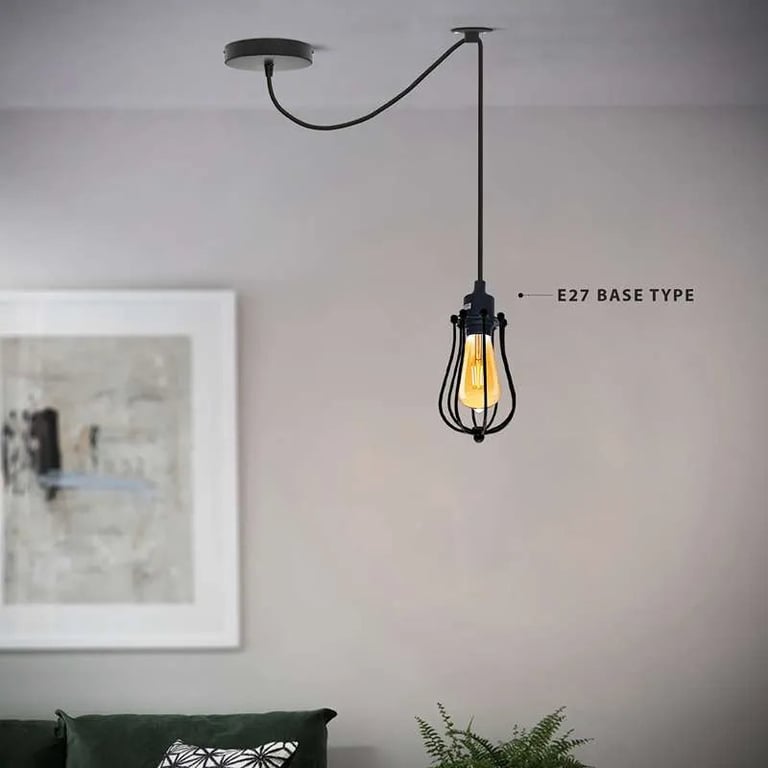 Industrial 126 Head Cage Pendant Light - Dimmable Ceiling Lamp with Adjustable Cable