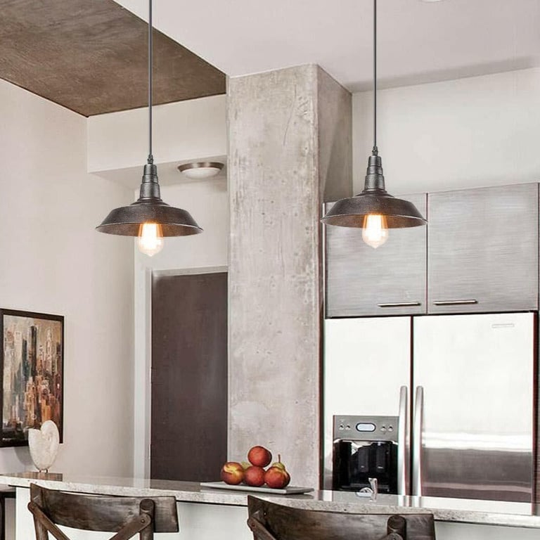 Retro Metal Pendant Light - Vintage Industrial Shade for Kitchen Ceiling