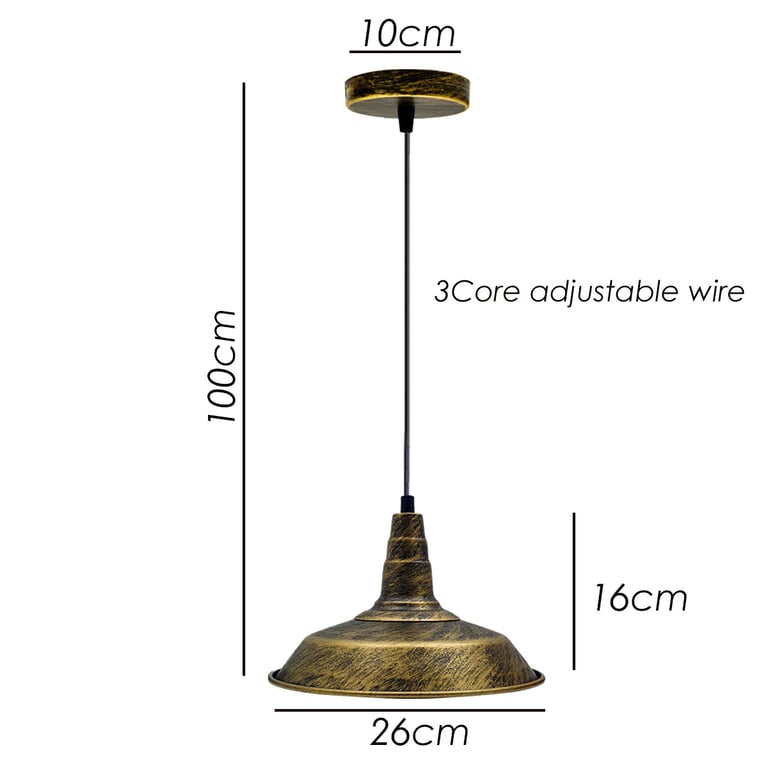 Industrial Vintage Style Aluminum Pendant Light - 10-15m Lighting Area