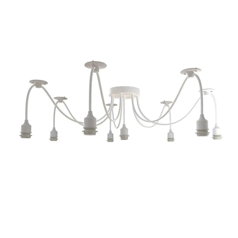 Industrial Vintage 8 Way Spider Light E27 Pendant Fixture with Adjustable Cable