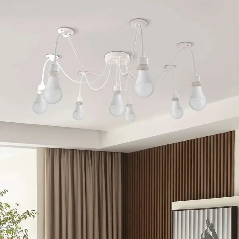 Industrial Spider Pendant Light - 8 Way Adjustable Swag Hook Modern Ceiling Fixture