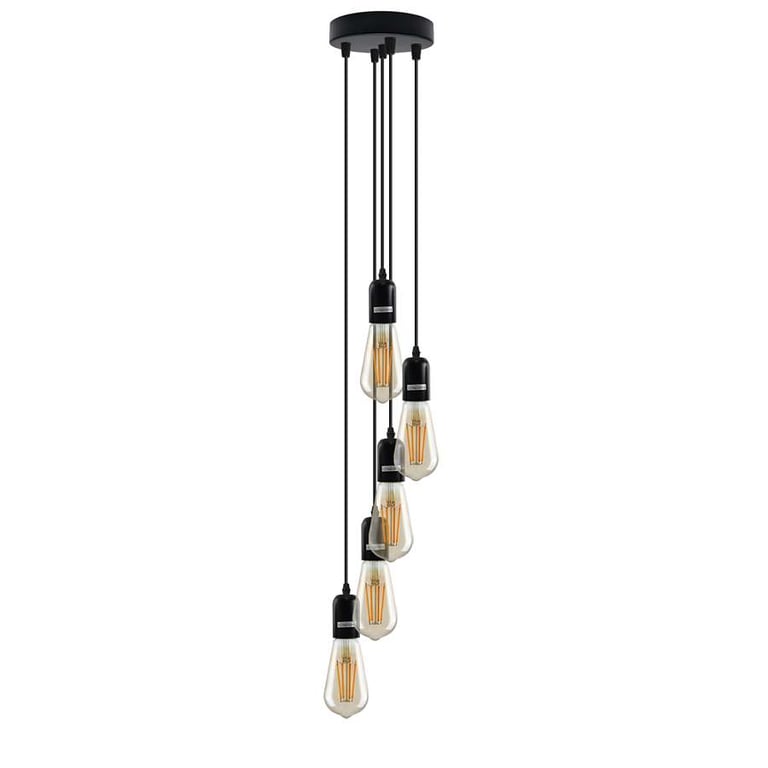 Industrial 5-Light Adjustable Height Retro Pendant Light Fitting