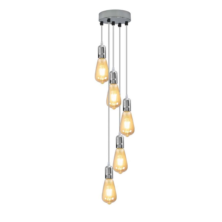 Industrial Ceiling 5-Light Metal Pendant Light Fitting with Adjustable Height and E27 Compatibility