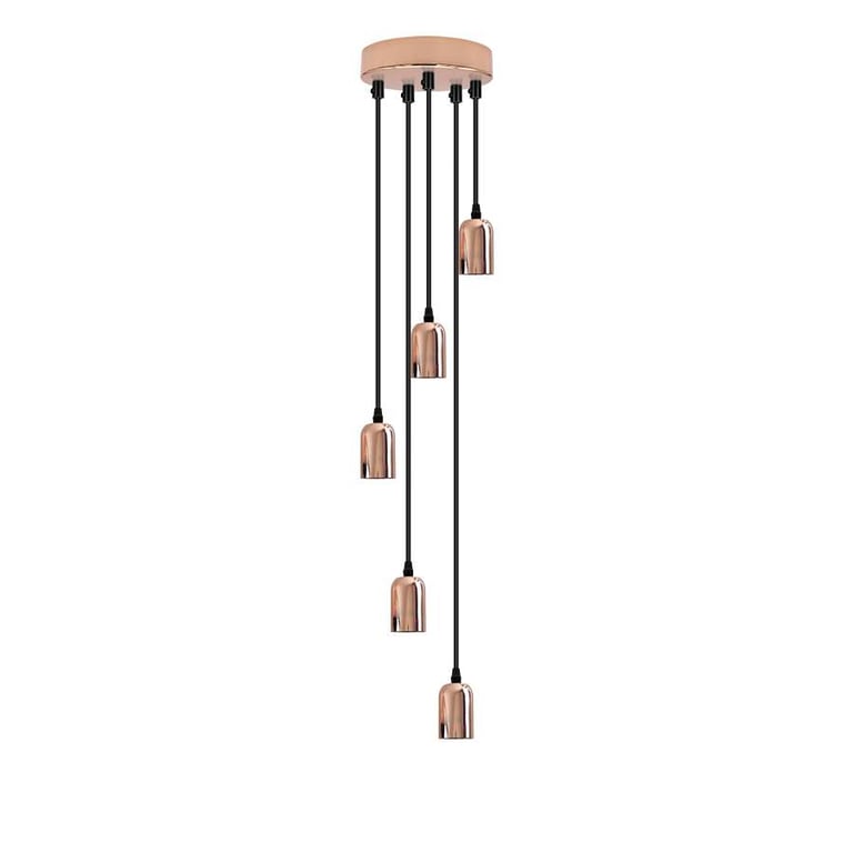 Industrial 5-Light Adjustable Height Metal Pendant Light Fitting
