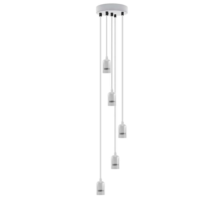 Industrial 5-Light Adjustable Height Metal Pendant Light Fitting