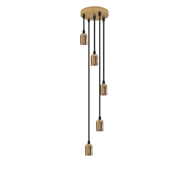Industrial 5-Light Adjustable Height Metal Pendant Light Fitting