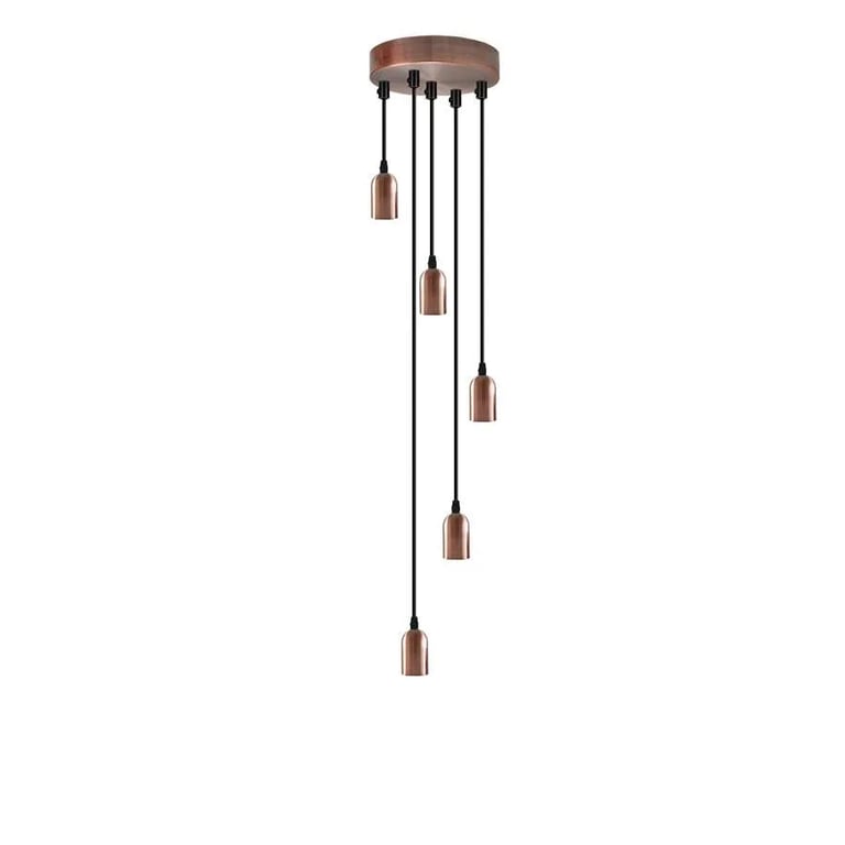 Industrial 5-Light Adjustable Height Metal Pendant Light Fitting