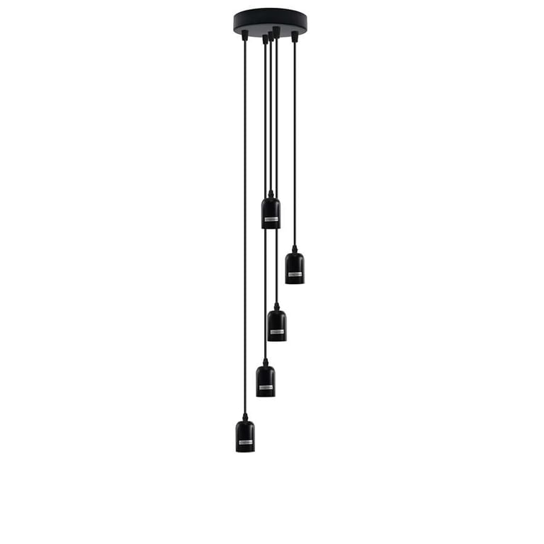 Industrial 5-Light Adjustable Height Metal Pendant Light Fitting
