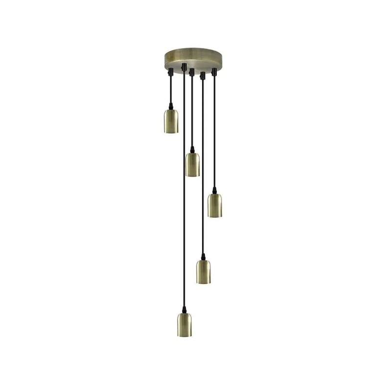 Industrial 5-Light Adjustable Height Metal Pendant Light Fitting