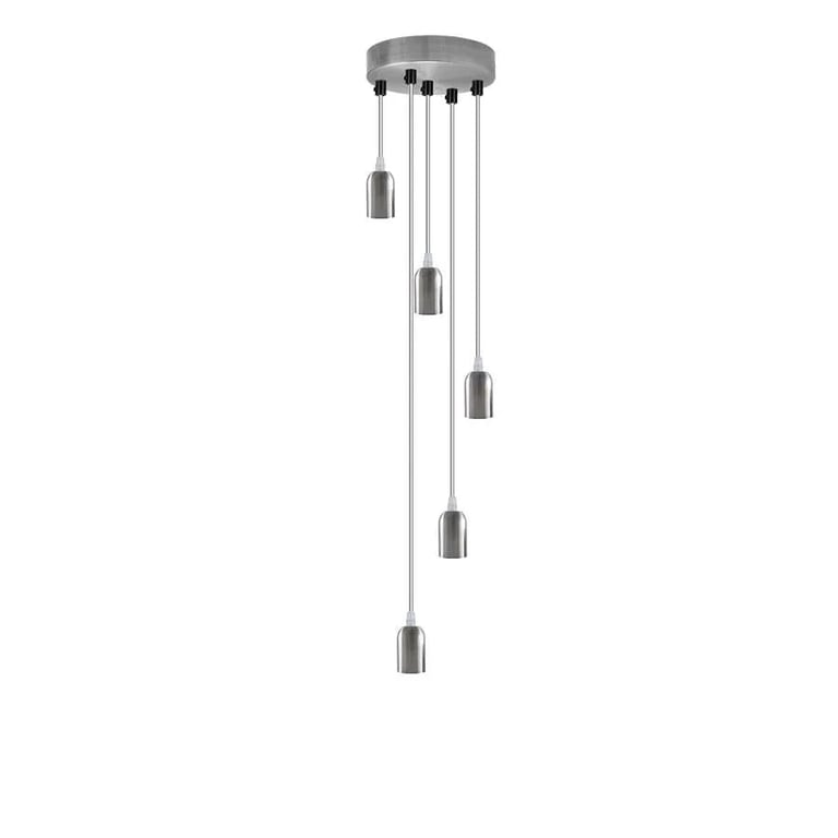 Industrial 5-Light Adjustable Height Metal Pendant Light Fitting