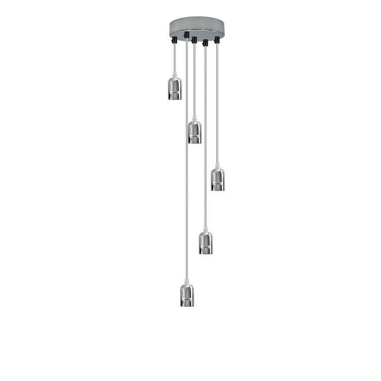Industrial 5-Light Adjustable Height Metal Pendant Light Fitting