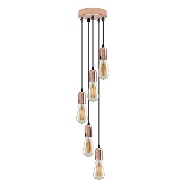 Industrial 5-Light Adjustable Height Metal Pendant Light Fitting