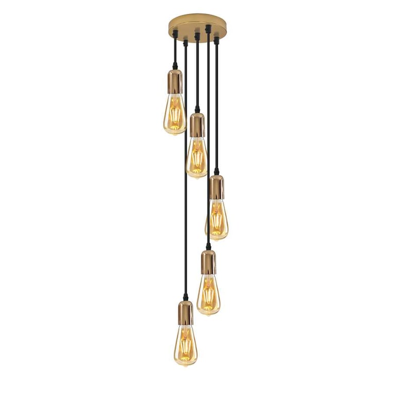 Industrial Ceiling 5-Light Adjustable Height Metal Pendant Light Fitting