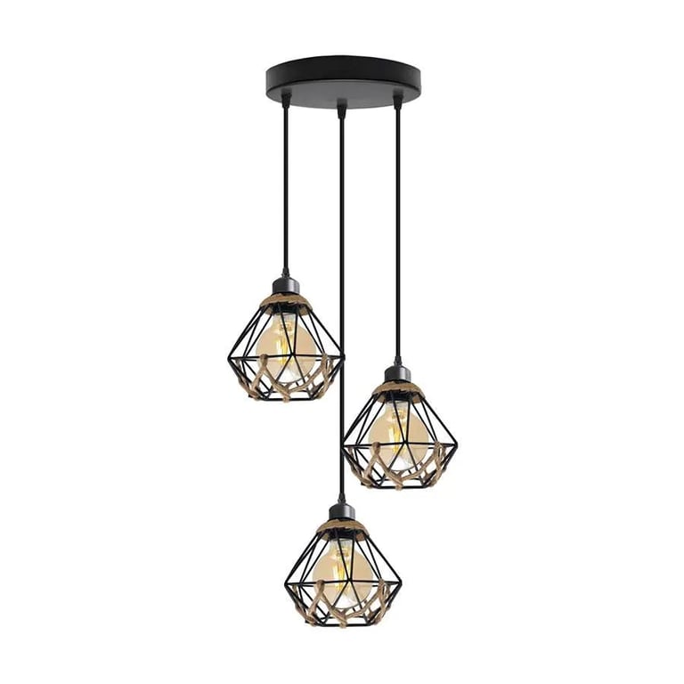 Industrial 3-Light Cluster Pendant Light Fixture - Adjustable Height Cafe Bar Lighting